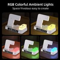 Produit le plus vendu, cadeau, logo personnalisé, lampe de nuit pliable de bureau 15W, lampe colorée, chargeur sans fil 4 en 1 avec réveil A37