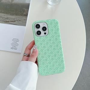 Custodia per telefono in PU con nuovo modello in tessuto a nido d'uccello antiurto per lusso Funda <span class=keywords><strong>iPhone</strong></span> 17 16 15 13 12 Pro Max Xr Cover - Product Image 2