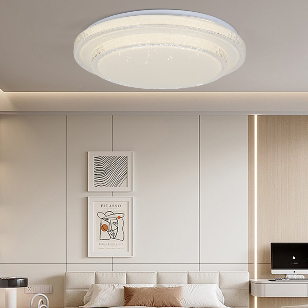 Modern LED Ceiling Lamp for Bedroom Living Dining Room Three Light Colors Charging Acrylic Chandelier Home Decoration Lighting
