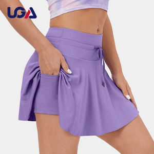 褶裥网球鞋，带口袋女性高腰紫色高尔夫裙2合1女式运动跑步网球服 - Product Image 1