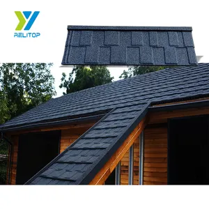 Roofing Shingles Prices Factory Wholesale Building Roof Decoration Ocean Blue Colored Stone Coated Metal Roof Tiles Shingle Type Ghana Price