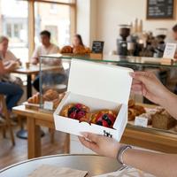 Boîtes à pâtisserie blanches personnalisées, emballages de boulangerie imprimés sur mesure pour gâteaux, desserts, croissants, plats à emporter, qualité alimentaire, vente en gros