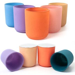 LANGXU populaire – Pot à <span class=keywords><strong>bougie</strong></span> en verre ambré dépoli noir avec fond en arc pour emballage de bougies parfumées pour la maison - Product Image 6