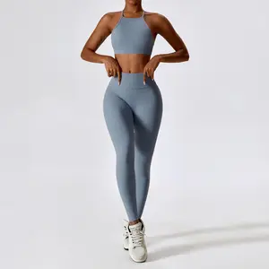 Vente en gros Tenue de sport taille haute leggings Soutien-gorge de sport Vêtements de sport personnalisés Vêtements d'entraînement Ensemble de yoga Ensembles de fitness pour femmes