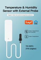 Capteur de température et d'humidité intelligent Tuya Zigbee avec sonde externe, hygromètre intelligent pour la maison, surveillance par application, réfrigérateur, plantes, aquarium
