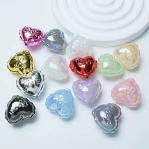 Perles acryliques multicolores brillantes en forme de cœur pour le bricolage, matériel fait main, chaîne de téléphone portable, accessoires, pendentif de sac. - Product Image 3