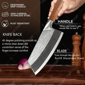 Couteau de chef professionnel en acier inoxydable ultra-affûté pour trancher le poisson, couper les légumes, couteau de boucher, couteau de cuisine - Product Image 5