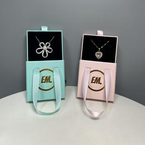 Mode Sieraden Verpakking Papier Glijdende Lade Doos Ketting Oorbel Armband Ring Doos Aangepaste Sieraden Doos Met Lint Handvat - Product Image 2