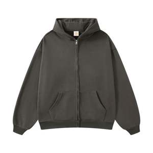 Wholesale Custom Screen Printing Logo Streetwear Puff Print <b>Hoodie</b> Heavy Weight Cotton Fleece <b>Men</b> Zip up <b>Thick</b> Hoodies for <b>Men</b> - Product Image 1