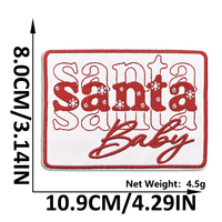 Patch Bordir Twill Persegi Motif Howdy Santa Holly Natal untuk Dekorasi Pakaian, Tas, dan Jeans