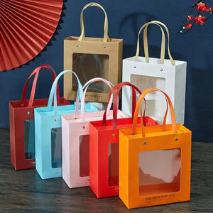 Creative Vintage Kraft Paper <b>Box</b> Transparent Window Handle Empty Drawer <b>Box</b> for Tea Towel Cup <b>Gift</b> Ideas Stamping Option - Product Image 1