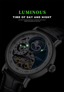 Montre mécanique automatique KINYUED pour homme, bracelet en cuir, phase de lune, étanche 3 ATM, affichage lumineux, vente en gros - Product Image 5