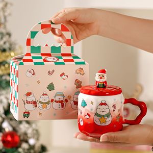 Creative Christmas Cartoon Eco-Friendly <b>Ceramic</b> <b>Mug</b> <b>Lid</b> Customizable High Beauty Value Home Office Coffee Cup for Business Gifts - Product Image 2