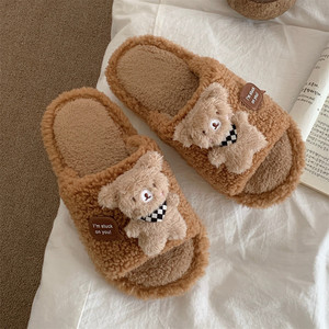 XIXITIAO <span class=keywords><strong>ciabatte</strong></span> bianche da letto pantofola soffice orso da donna scivola da donna carina <span class=keywords><strong>casa</strong></span> d'inverno pantofole di cotone peluche 2024 per le ragazze - Product Image 4