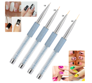 Pinceau à ongles professionnel avec manche décoré de perles bleues, logo personnalisé, pour la peinture au gel et la manucure - Product Image 6