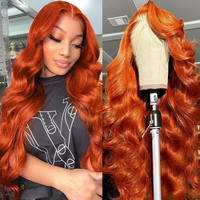 Cheveux humains vierges vietnamiens gingembre-orange, grade 12A, HD transparents, pour perruque, densité 180%, ondulés, sans perte de cheveux, pour femmes