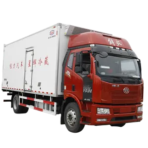 中国品牌一汽冷水机厢式冷冻箱卡车，用于食品，药品，疫苗，活鱼，种子，植物运输