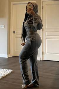 Custom 2 Delige Set Trainingspak Vrouwen Lange Mouw Met Rits Capuchon Top Herfst Winter Joggingbroek Jogging Pak - Product Image 5