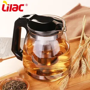 Lilac BSCI SGS LFGB 1500ml chịu nhiệt độ cao dày thủy tinh tách trà và Bộ nồi trà thủy tinh với Infuser