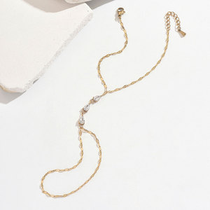 Bracelet de doigt en acier inoxydable 316L anti-ternissement plaqué or PVD 14k 18k, chaîne de main de mariée, bague-bracelet pour femme - Product Image 3