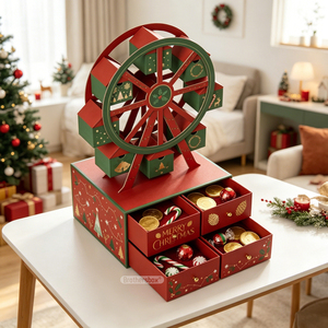Calendrier de l'Avent de Noël 2026 haut de gamme, design artisanal de luxe en forme de grande <span class=keywords><strong>roue</strong></span> irrégulière, 24 jours, coffret cadeau - Product Image 2