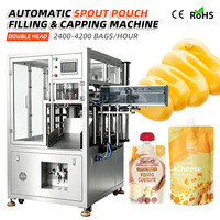 Machine automatique de remplissage et de bouchage de sachets à bec verseur pour liquides, pâtes, crèmes, fromages, sauces au miel et au moutarde préconfectionnées