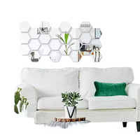 Lot de 12 autocollants muraux hexagonaux modernes en acrylique transparent, miroirs décoratifs auto-adhésifs pour la décoration intérieure