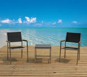 طاولة خارجية من الفولاذ المقاوم للصدأ مع الجرانيت في الأعلى ، طاولة حديقة الفناء ، أثاث خارجي - Product Image 4