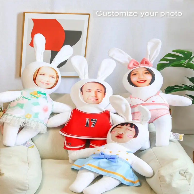 Photo customization kids cartoon character rabbit pillow gift