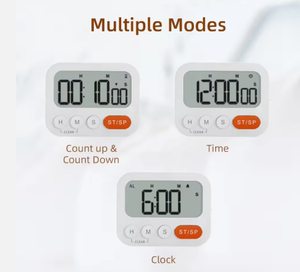 Lớn LCD hình chữ nhật nhà bếp hẹn giờ kỹ thuật số điện tử đếm lên xuống đồng hồ báo thức dừng nấu ăn Công cụ với đồng hồ phổ biến xuất hiện - Product Image 3