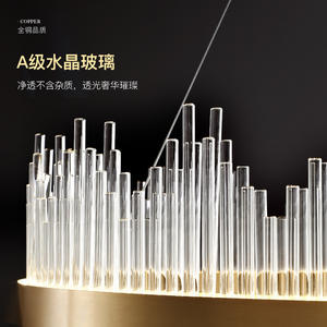 Lámpara de Cristal Moderna, Minimalista y Elegante, Araña LED de Acero Inoxidable Dorado, Iluminación de Lujo para Sala de Estar y Comedor - Product Image 3