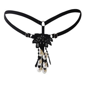 Tanga Sexy para Mujer Ding Zhi Mei, Blanco y Negro, Cintura Ajustable, Doble Hilera de Perlas, Masaje, Cómoda, Accesorios Íntimos - Product Image 5