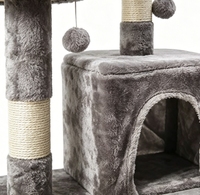 Arbre à chat avec niche et poteaux en sisal pour chats, vente en gros, OEM, logo personnalisé, marque privée, fournisseur pour animaux de compagnie, commande en gros, MOQ