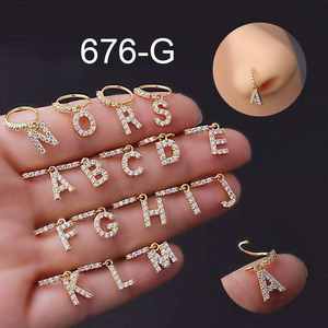 <span class=keywords><strong>Gaby</strong></span>-Aro para la nariz de acero inoxidable para mujer, piercing para la nariz con letras colgantes, joyería para piercing - Product Image 2