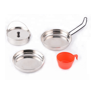 Clamp Shell Design NEW Camping Stainless Steel <b>Lunch</b> Box Kit Dish Cup Cooking <b>Set</b> Round Mess Tin - Product Image 1