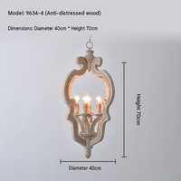 Lampe suspendue rétro en bois sculpté de style rural américain, idéale pour la décoration personnalisée de salle à manger, couloir ou mariage
