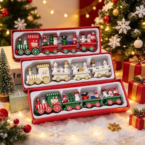 Mini-train <span class=keywords><strong>de</strong></span> Noël transfrontalier en bois peint, jouet créatif, décorations <span class=keywords><strong>de</strong></span> Noël pour enfants, petits cadeaux <span class=keywords><strong>de</strong></span> fêtes, modèle chinois - Product Image 1