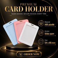 Porte-cartes vertical ABS avec fenêtre transparente et dos givré pour badge d'identification, accessoire de cordon pour carte d'étudiant
