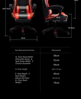 Chaise de bureau ergonomique moderne en cuir, style racing, pour gaming, hauteur réglable, pivotante à 360 degrés, repose-pieds extensible en 2 phases