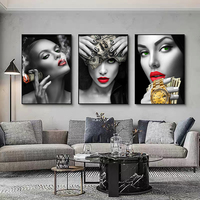 Décoration d'intérieur : Tableau créatif « Lèvres rouges avec citation sur l'argent », impression d'affiche, peinture, image, impression sur toile « Lèvres de luxe », art mural