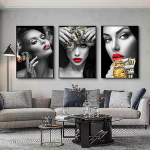 Décoration d'intérieur : Tableau créatif « Lèvres rouges avec citation <span class=keywords><strong>sur</strong></span> l'argent », <span class=keywords><strong>impression</strong></span> d'affiche, peinture, image, <span class=keywords><strong>impression</strong></span> <span class=keywords><strong>sur</strong></span> <span class=keywords><strong>toile</strong></span> « Lèvres de luxe », <span class=keywords><strong>art</strong></span> mural - Product Image 1