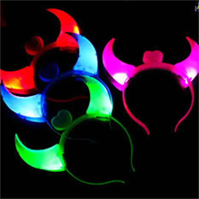 Bandeau lumineux en corne de diable à LED, fournitures pour événements d'halloween, cadeaux de fête