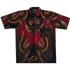 Shirt Batik Indonesia Short Sleeve Classic Men's Cotton Linen Button Up Shirt Vacation From Indonesia