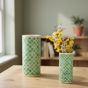 Non Slip Unique Bone Inlay Hand Carved Durable Flower Vases Set Tall Size Wholesale Supply Eco Friendly Floor Bedroom Decoration - Product Image 2