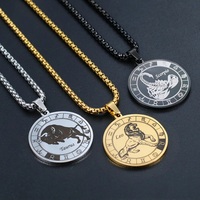 12 Signes Du Zodiaque En Acier Inoxydable Pendentifs Colliers Verseau Balance Vierge Taureau Pendentifs Collier Perles Chaînes Hommes Bijoux Cadeaux