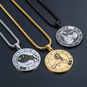 12 segni zodiacali in acciaio inox ciondoli collane Aquarius Libra Virgo Taurus ciondoli colletto catene di perle uomini gioielli regali - Product Image 4
