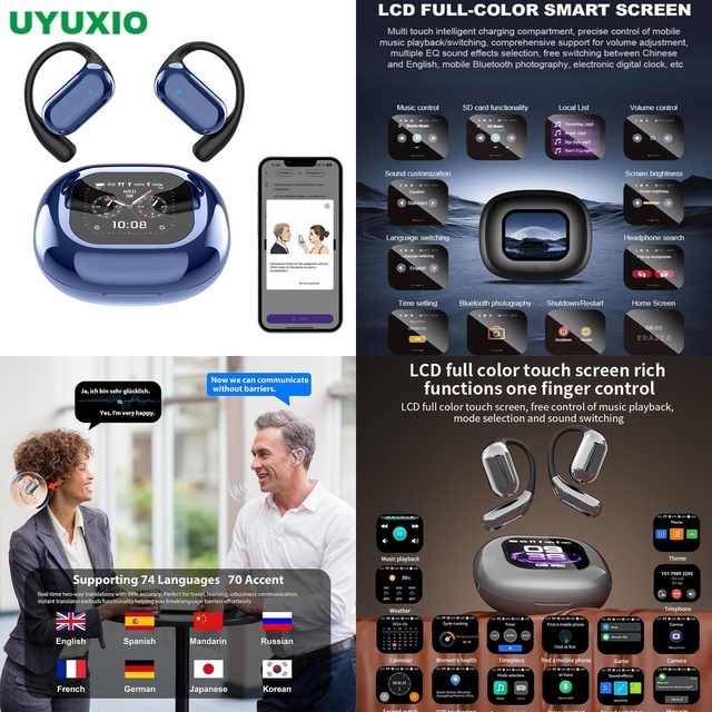 Professional AI Translation Pro Earbuds 144 Languages Wireless Open Ear Headset Real Time Voice Translator for Global Corporate