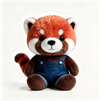 Peluche Panda Rouge Super Douce et Moelleuse, Adorable Jouet en Peluche Panda Rouge avec Longue Queue Rayée, Mignonne Peluche Panda Rouge