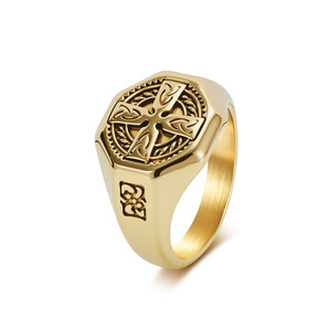 Anillo Cruzado con Nudo Celta Eterno en Oro para Hombre, Joyería Fina para Uso Diario - Product Image 1