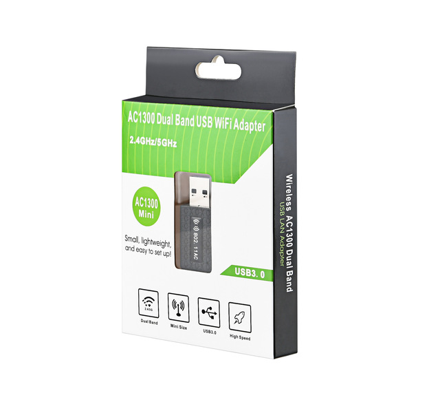 1300M Mini Wireless Network Card, 2.4G 5G Dual-band USB Network Card